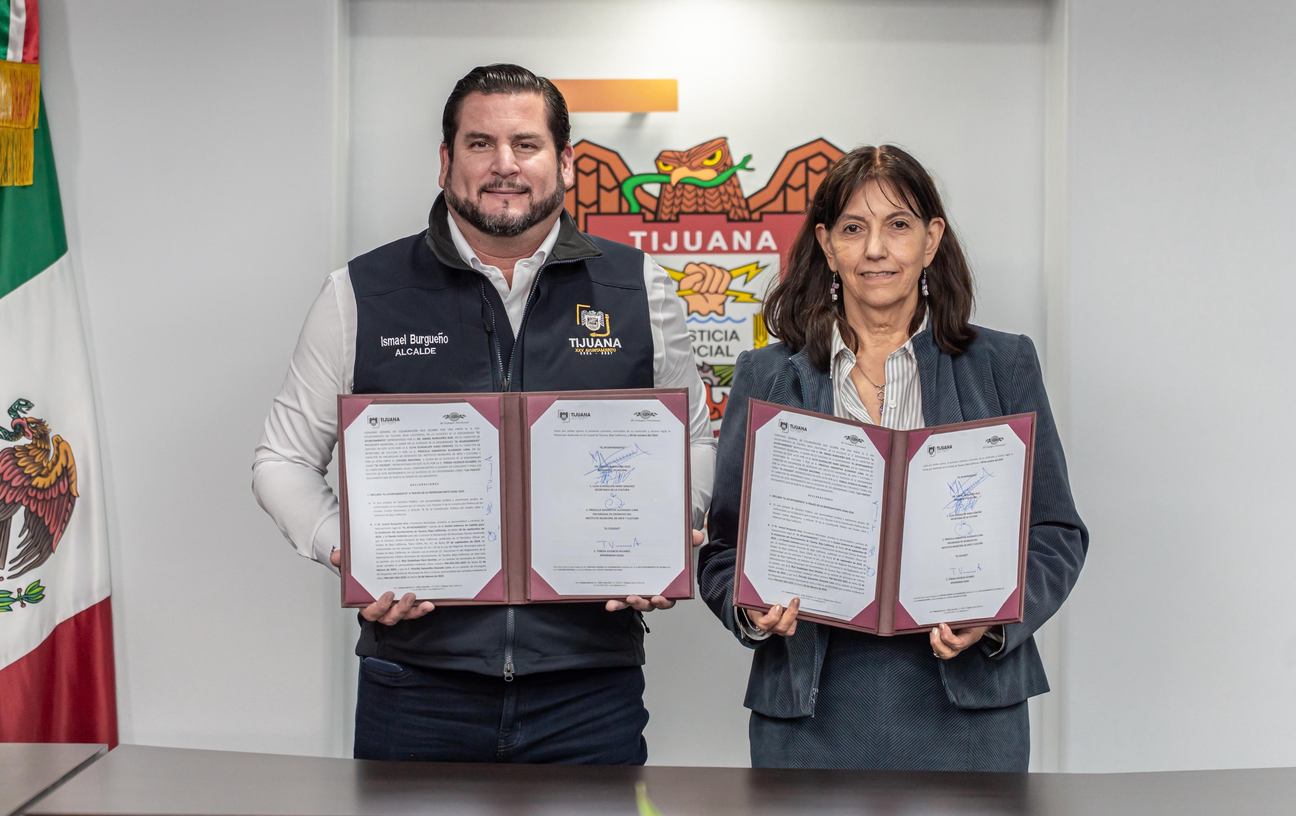 Firma Ismael Burgueño convenio de colaboración con el Colegio Nacional para fortalecer la cultura en Tijuana