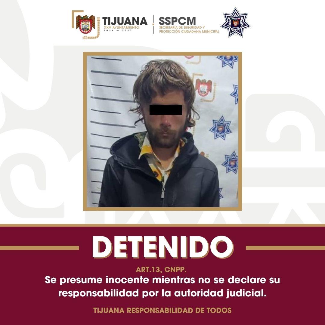 Arresta Policía Municipal de Tijuana a hombre señalado por robo con violencia