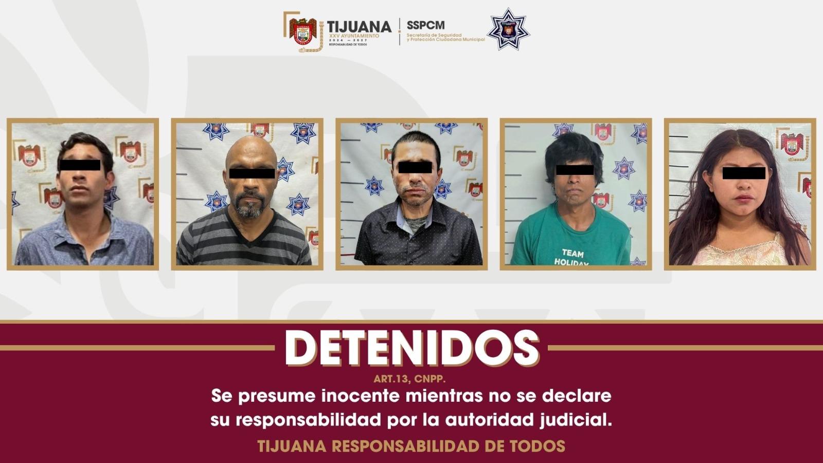 Detiene Policía Municipal a cinco personas por delitos contra la salud durante patrullajes preventivos