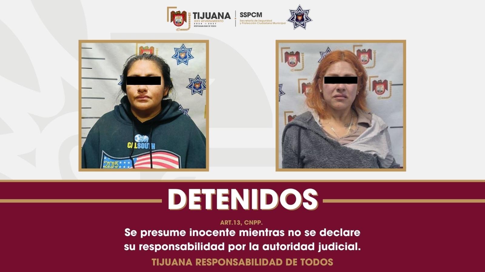 Asegura Policía Municipal de Tijuana a dos mujeres por violencia familiar