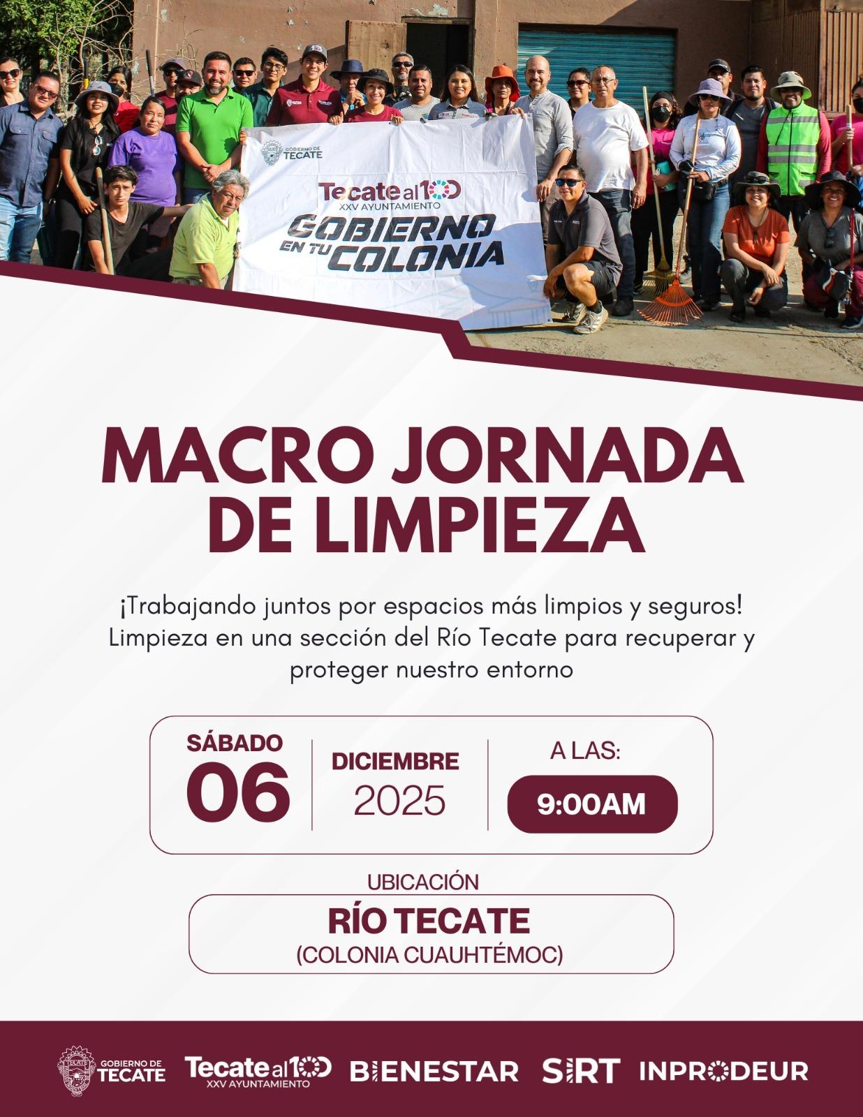 Gobierno de Tecate invita a la ciudadanía a participar en la Macro Jornada de Limpieza en el Río Tecate