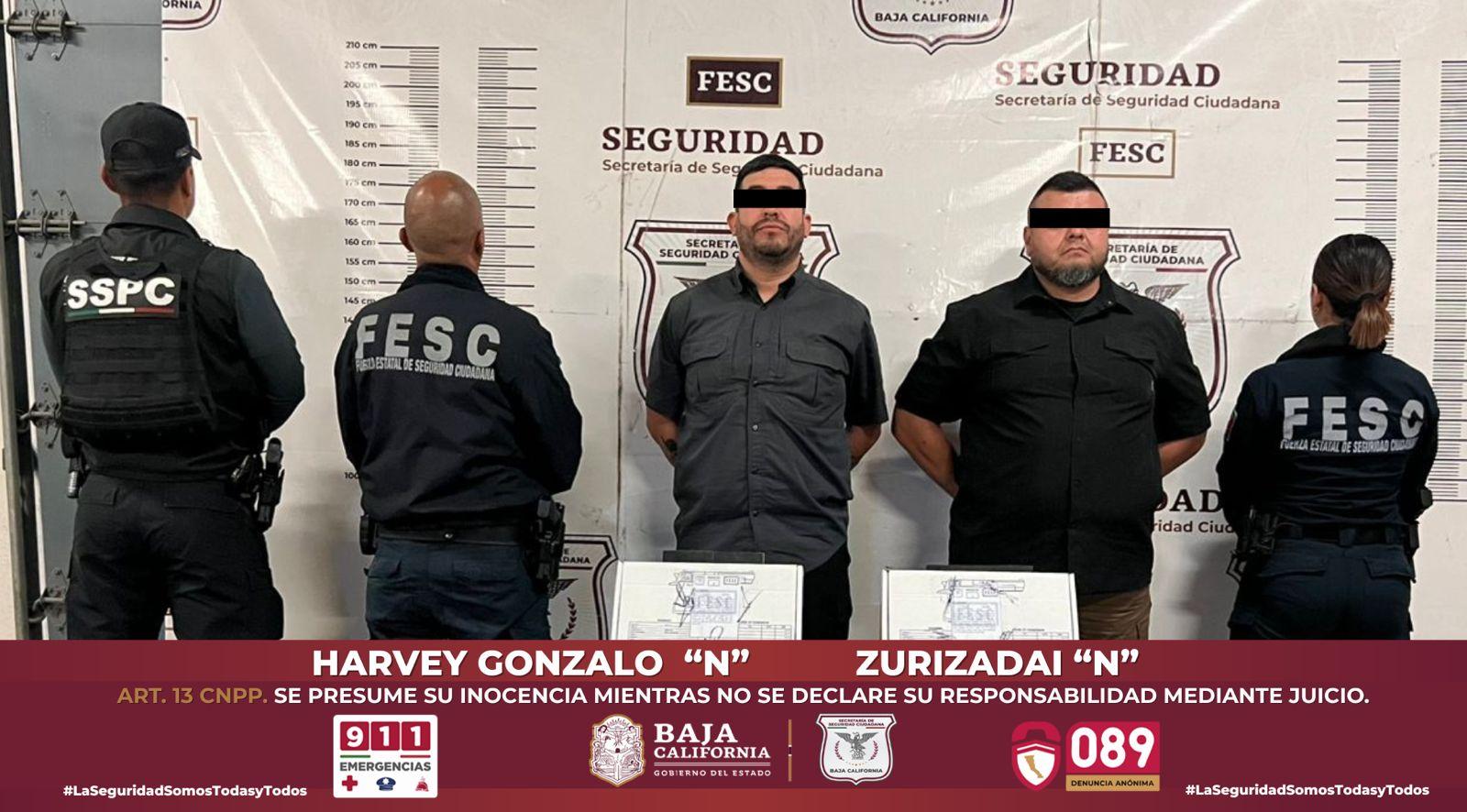 Tras intervención, FESC y SSPC detienen a dos hombres armados en Tijuana