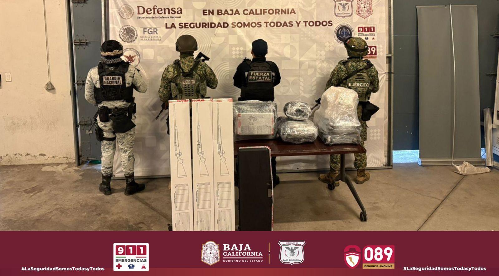 DENUNCIA CIUDADANA PERMITE EL ASEGURAMIENTO DE ARMAS, DROGAS Y EQUIPO TÁCTICO EN TIJUANA