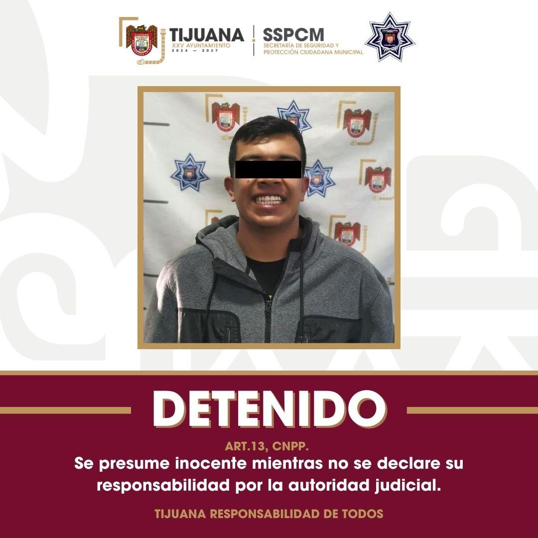 Captura Policía Municipal de Tijuana a un individuo con arma de fuego tras reporte de detonaciones