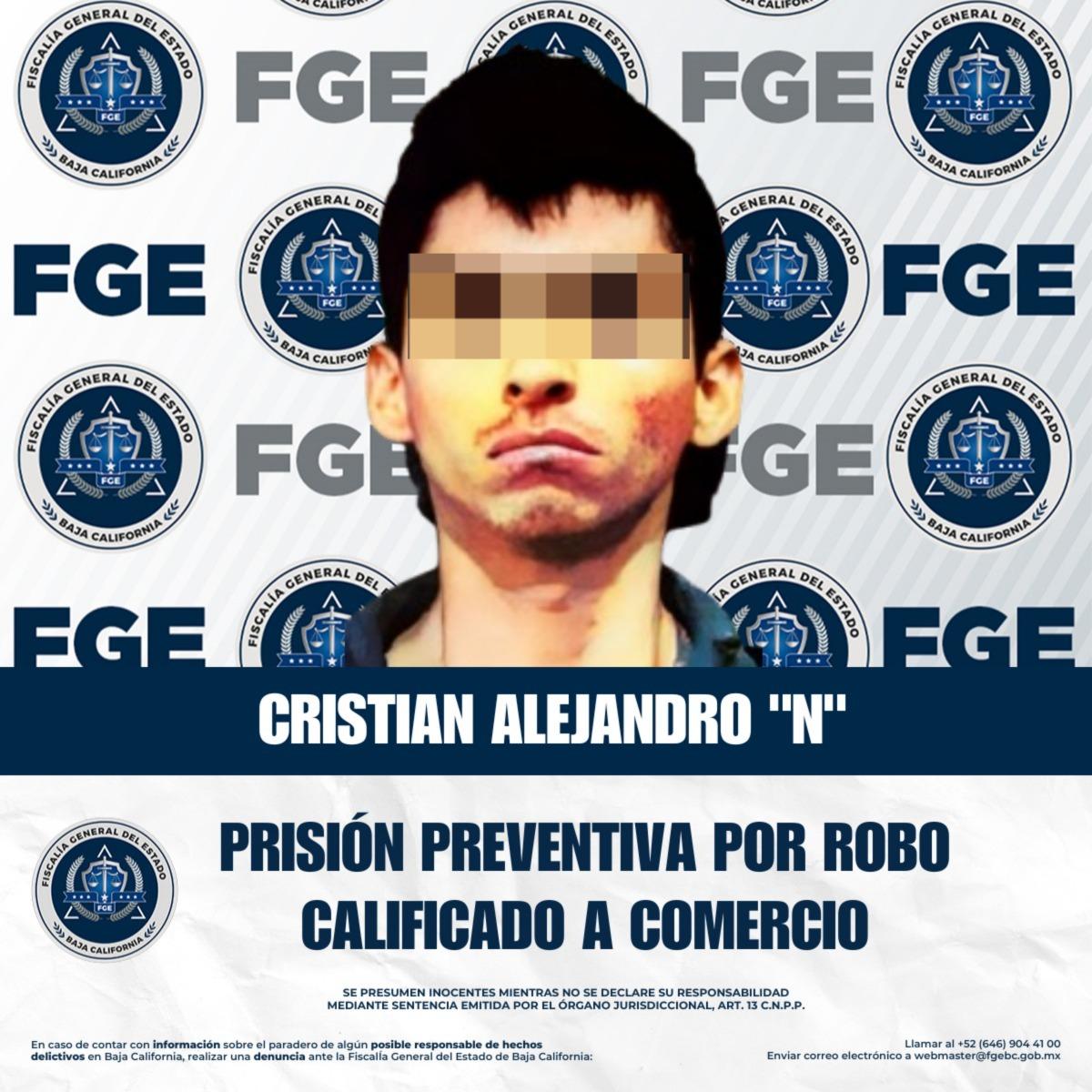 FGE obtiene prisión preventiva por robo calificado en Tijuana