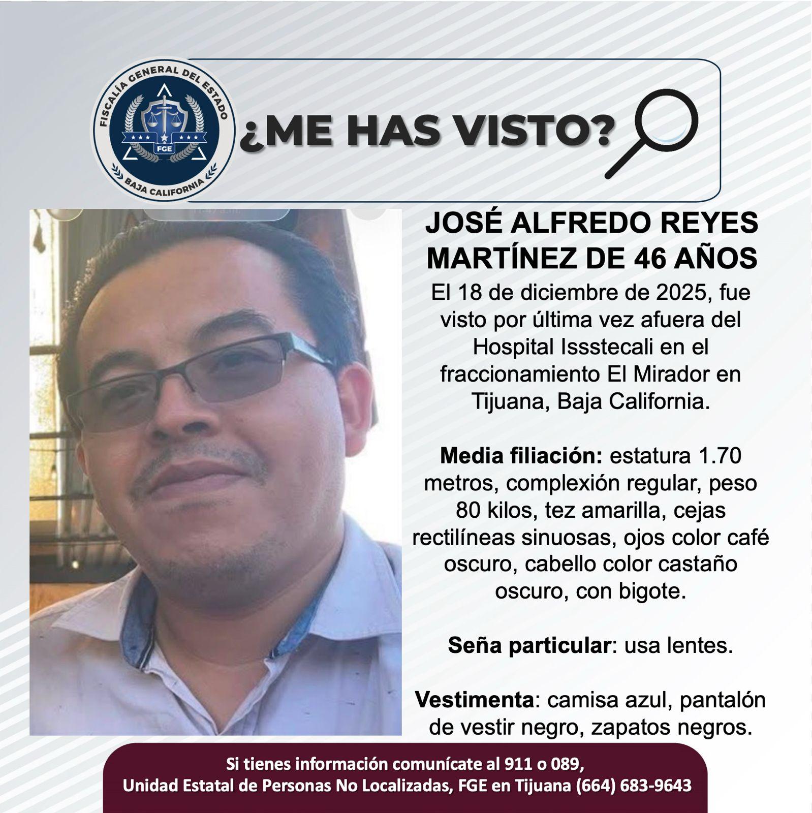 Servicio social: Se busca a José Alfredo Reyes Martínez de 46 años