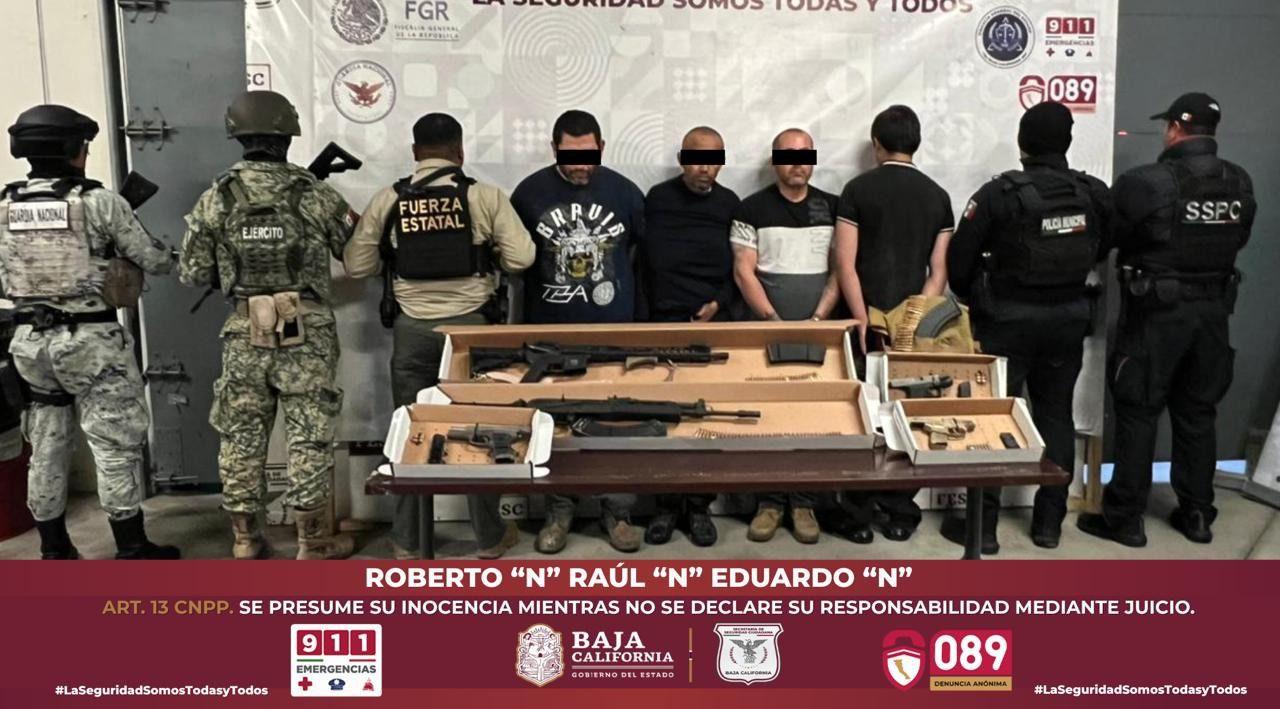 Golpe a estructura criminal en Tijuana; cuatro presuntos sicarios detenidos