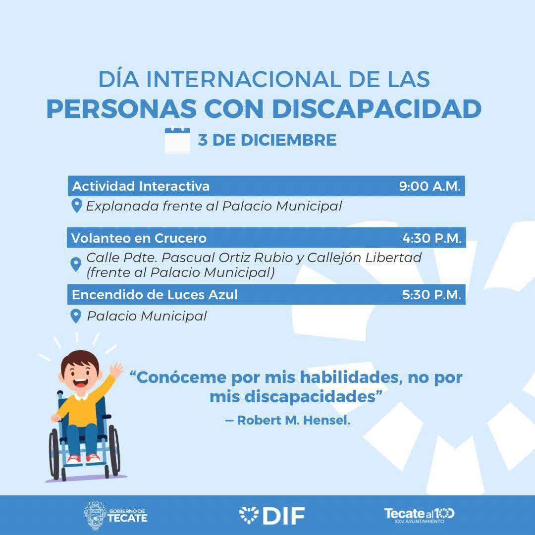 DIF Tecate conmemorará el Día Internacional de las Personas con Discapacidad con actividades inclusivas
