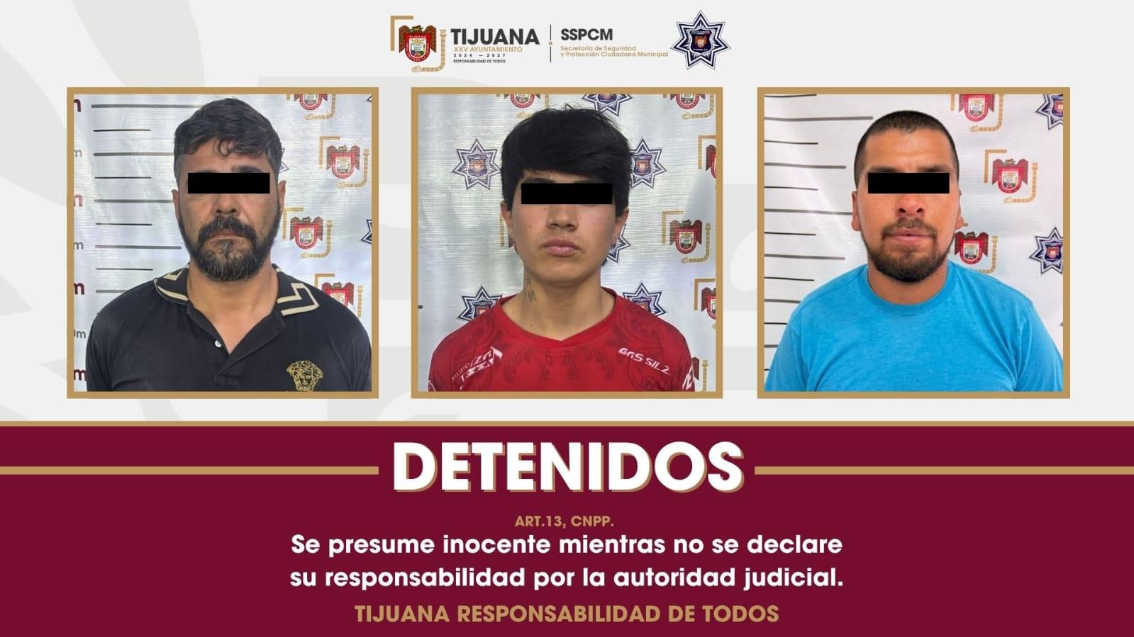 Asegura Policía Municipal de Tijuana a tres personas en posesión de armas de fuego