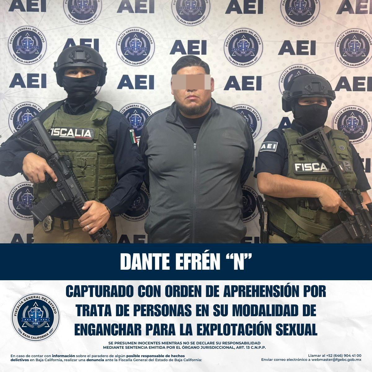 Fiscalía ejecuta orden de aprehensión por delito de trata de personas