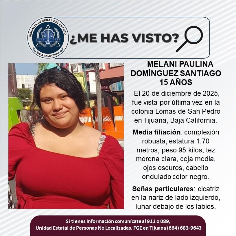 Servicio social: Se busca a Melani Paulina Domínguez Santiago de 15 años