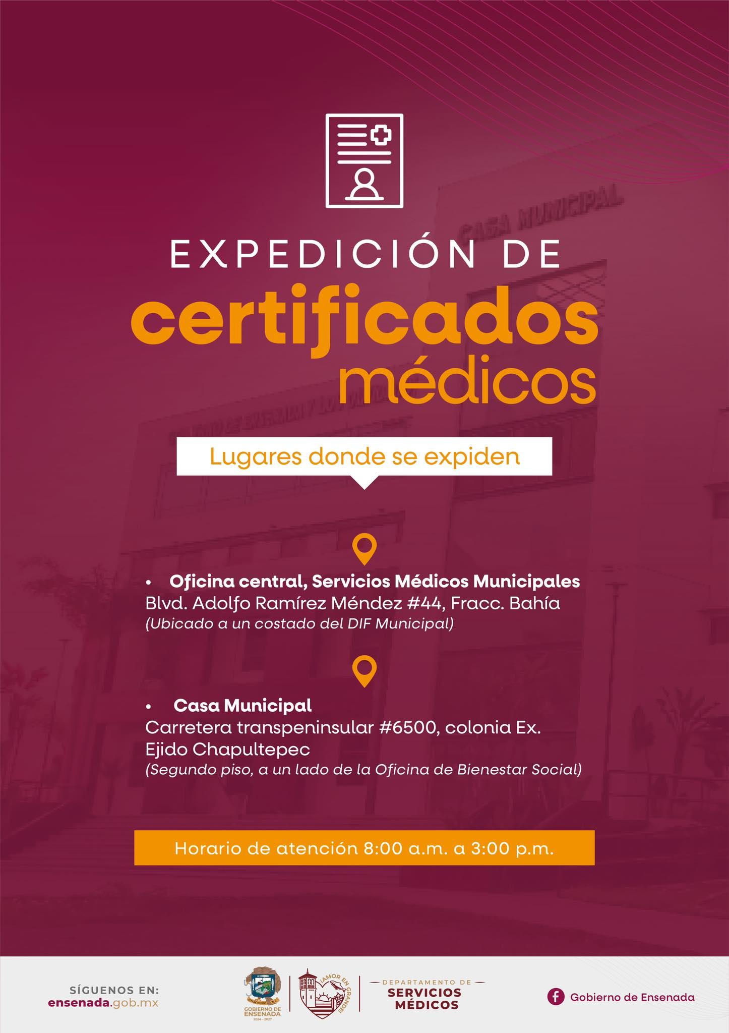 Facilita Gobierno de Ensenada expedición de certificados médicos a la ciudadanía