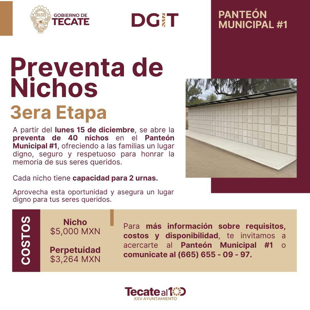 Inicia preventa de nichos en el Panteón Municipal #1