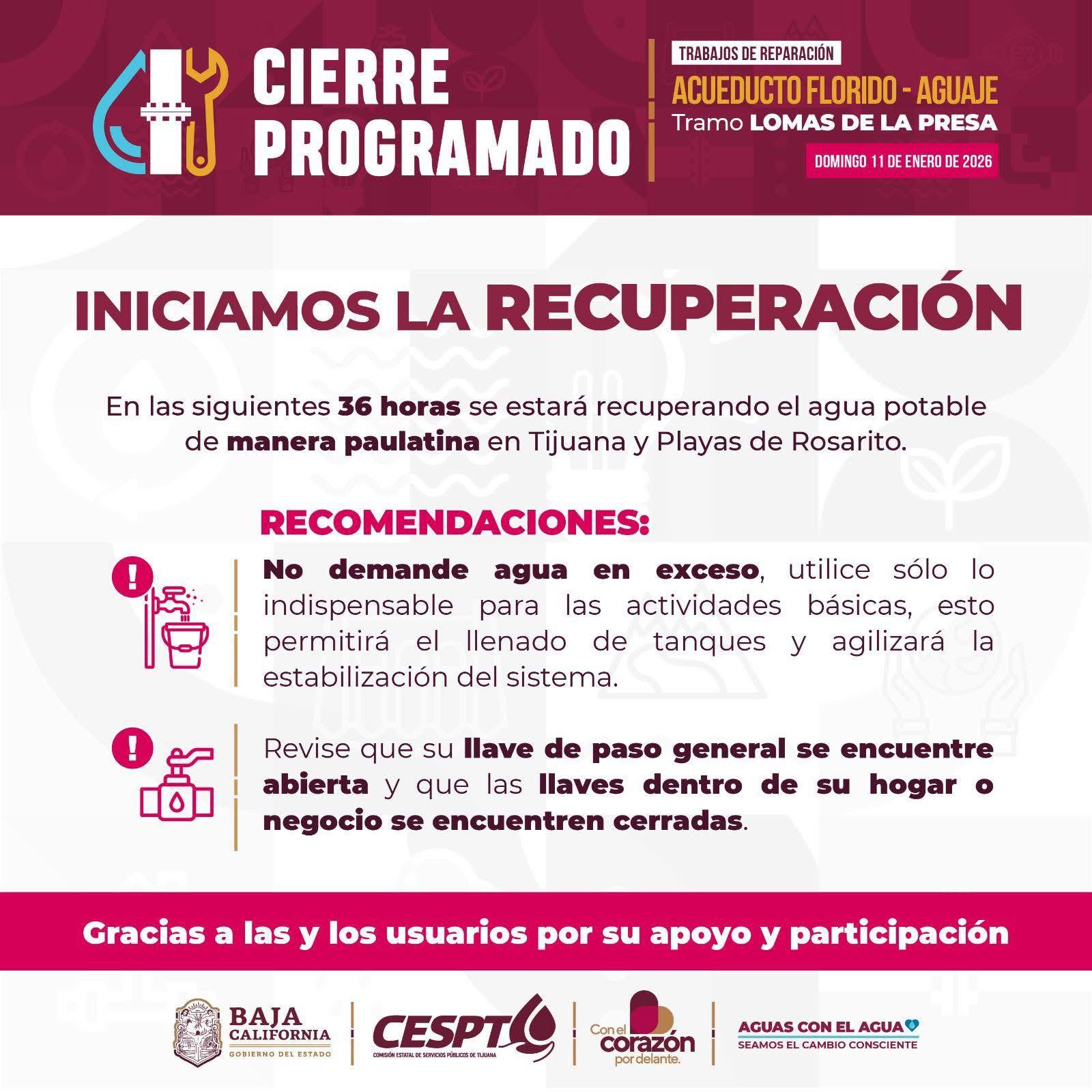 Termina CESPT trabajos de interconexión del acueducto Florido – Aguaje