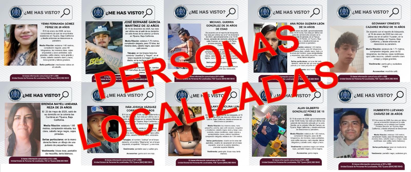 Fiscalia general del estado localiza a 10 personas reṕortadas como desaparecidas