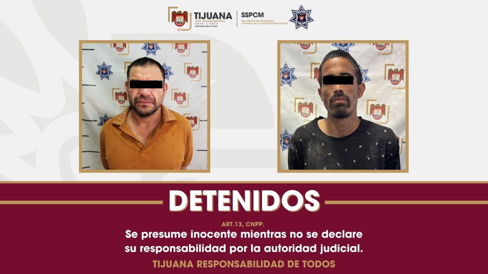 Asegura Policía Municipal de Tijuana a dos personas por portación de arma de fuego en distintos puntos de la ciudad