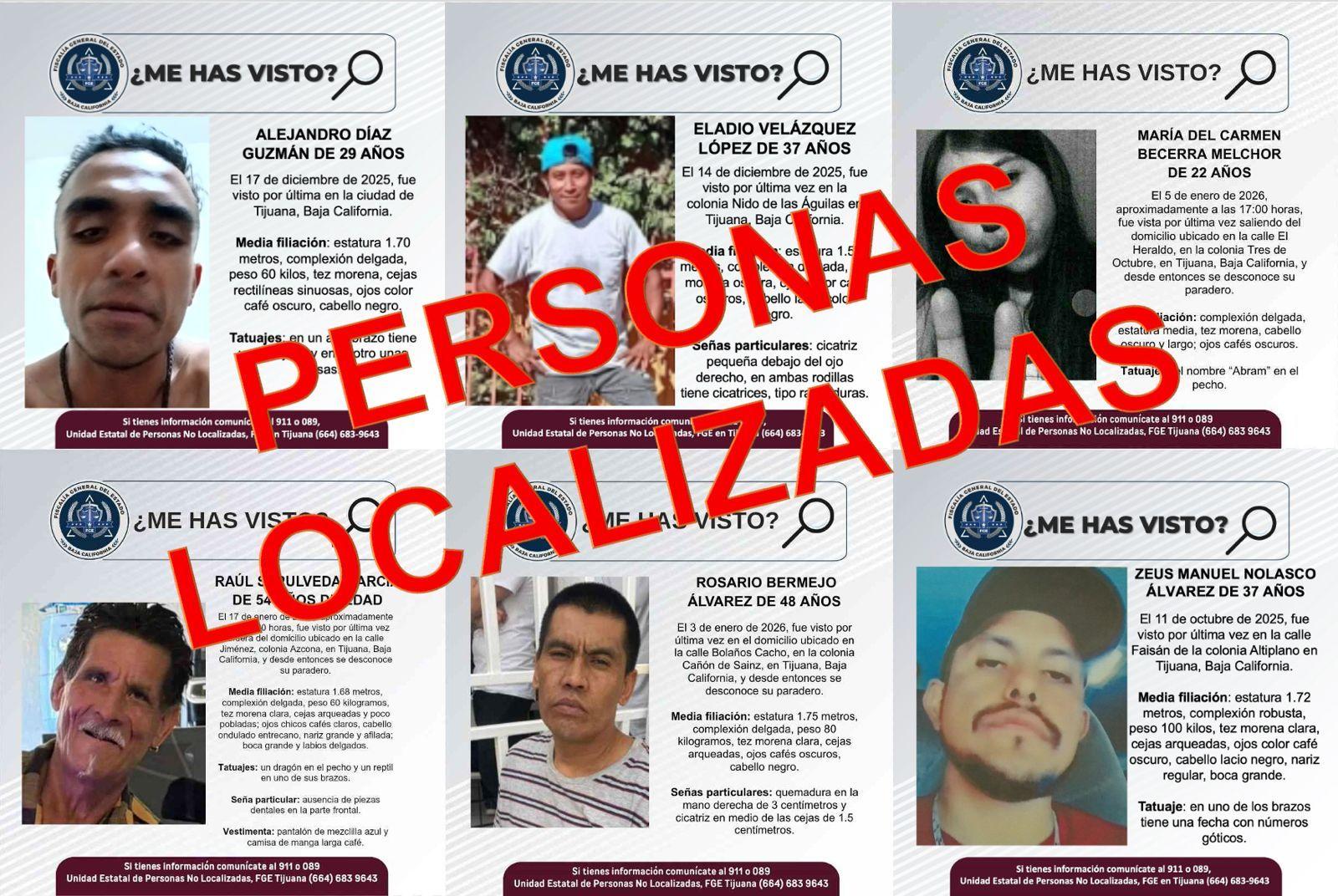 Fiscalía general del estado localiza a seis personas reportadas como desaparecidas