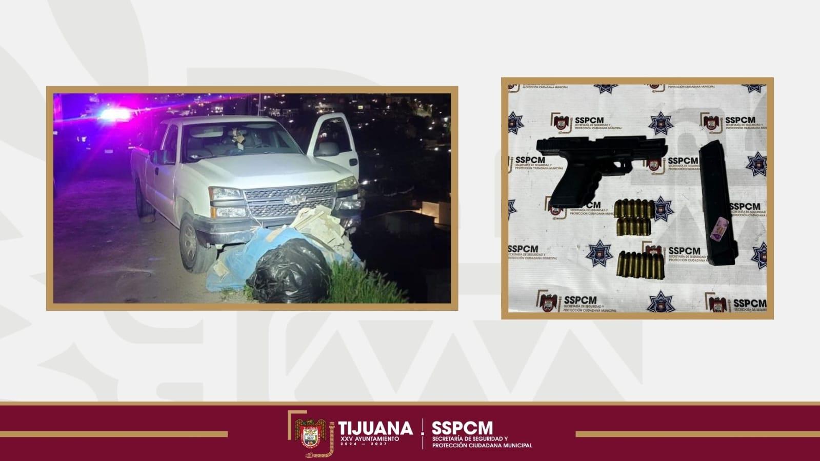 Asegura Policía Municipal de Tijuana a tres menores de edad por portación de arma de fuego