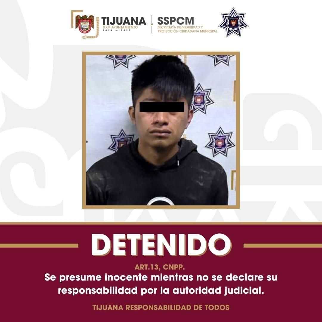 Asegura Policía Municipal de Tijuana a sujeto que agredió a una mujer y a su hija de 3 meses