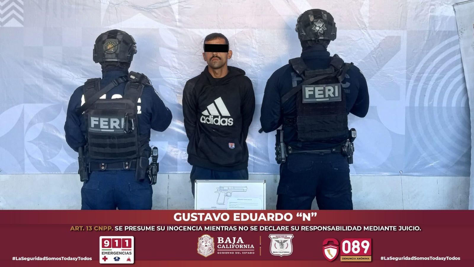 Acción preventiva de FESC deriva en el aseguramiento de un arma de fuego en Mexicali; un hombre es detenido