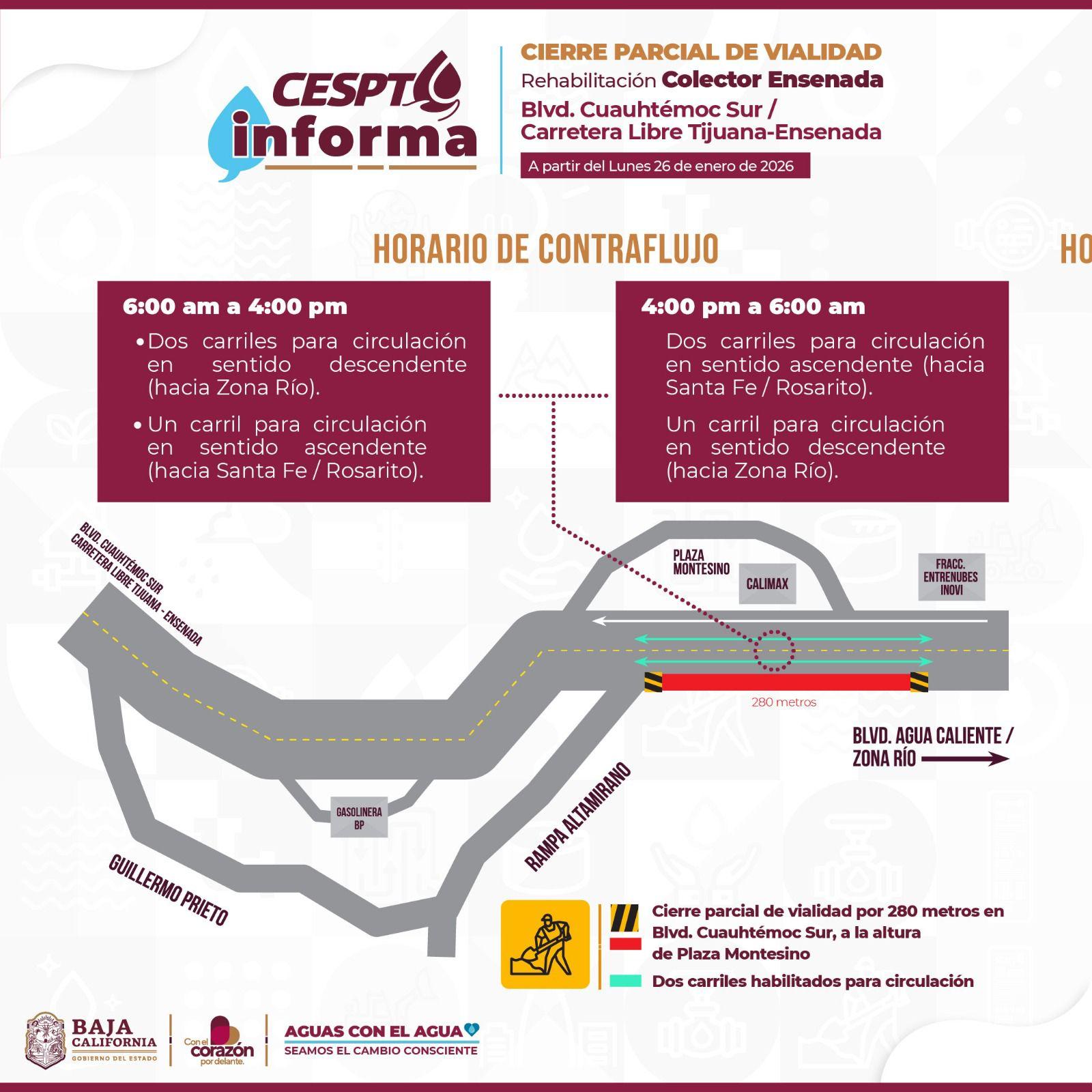 Continúan obras de rehabilitación del colector Ensenada