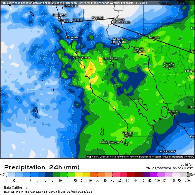 Alerta Protección Civil BC por pronóstico de precipitaciones este miércoles 7