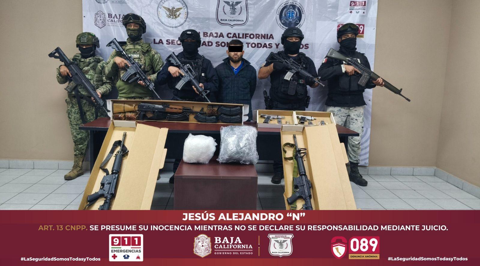 ASEGURAN ARSENAL, DROGA Y VEHÍCULO CON REPORTE DE ROBO DURANTE OPERATIVO “SAN QUINTÍN SEGURO”; UN HOMBRE FUE DETENIDO