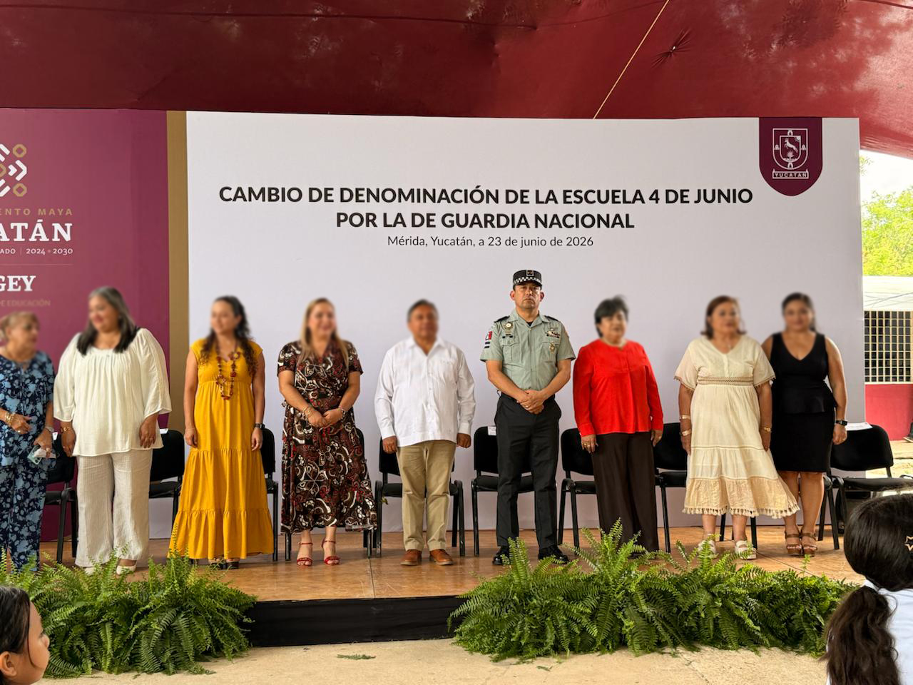 GUARDIA NACIONAL ASISTE A CEREMONIA POR CAMBIO DE NOMBRE EN PLANTEL DE EDUCACIÓN BÁSICA
