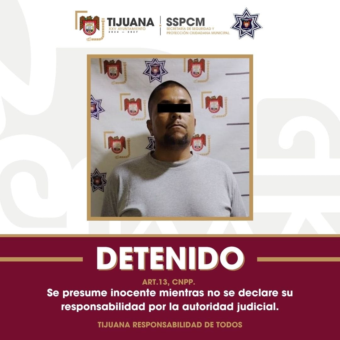Asegura Policía Municipal a hombre por violencia familiar tras agredir a una mujer y amenazar a un menor con un arma blanca