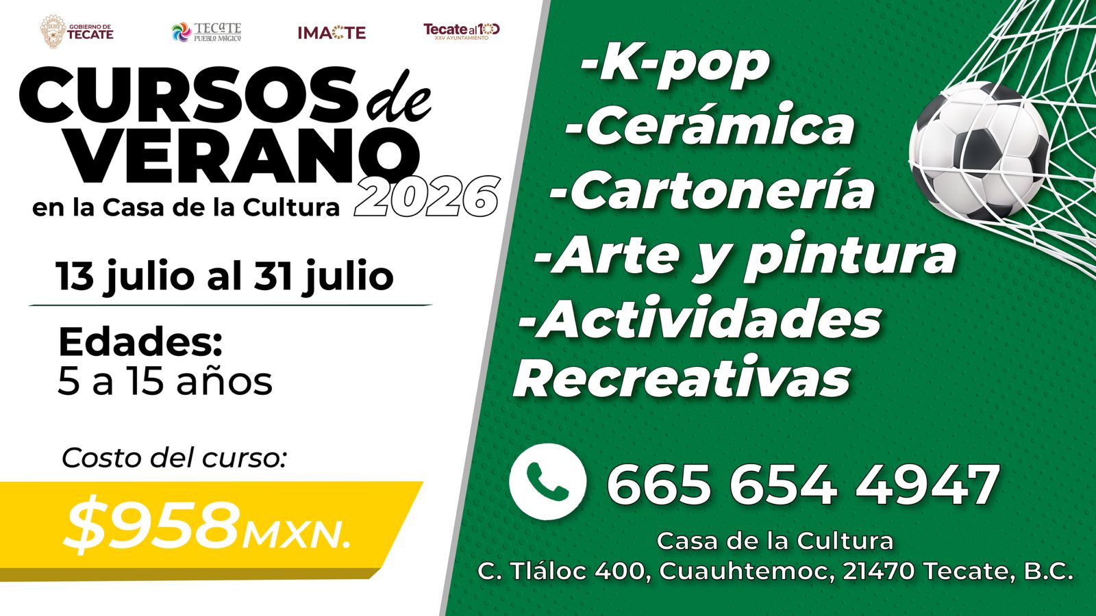 IMACTE invita a participar en los Cursos de Verano 2026 en la Casa de la Cultura