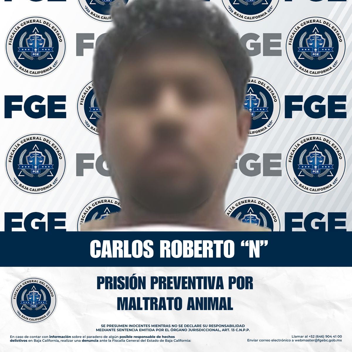 Obtiene FGE prisión preventiva contra imputado por maltrato o crueldad animal en Tijuana