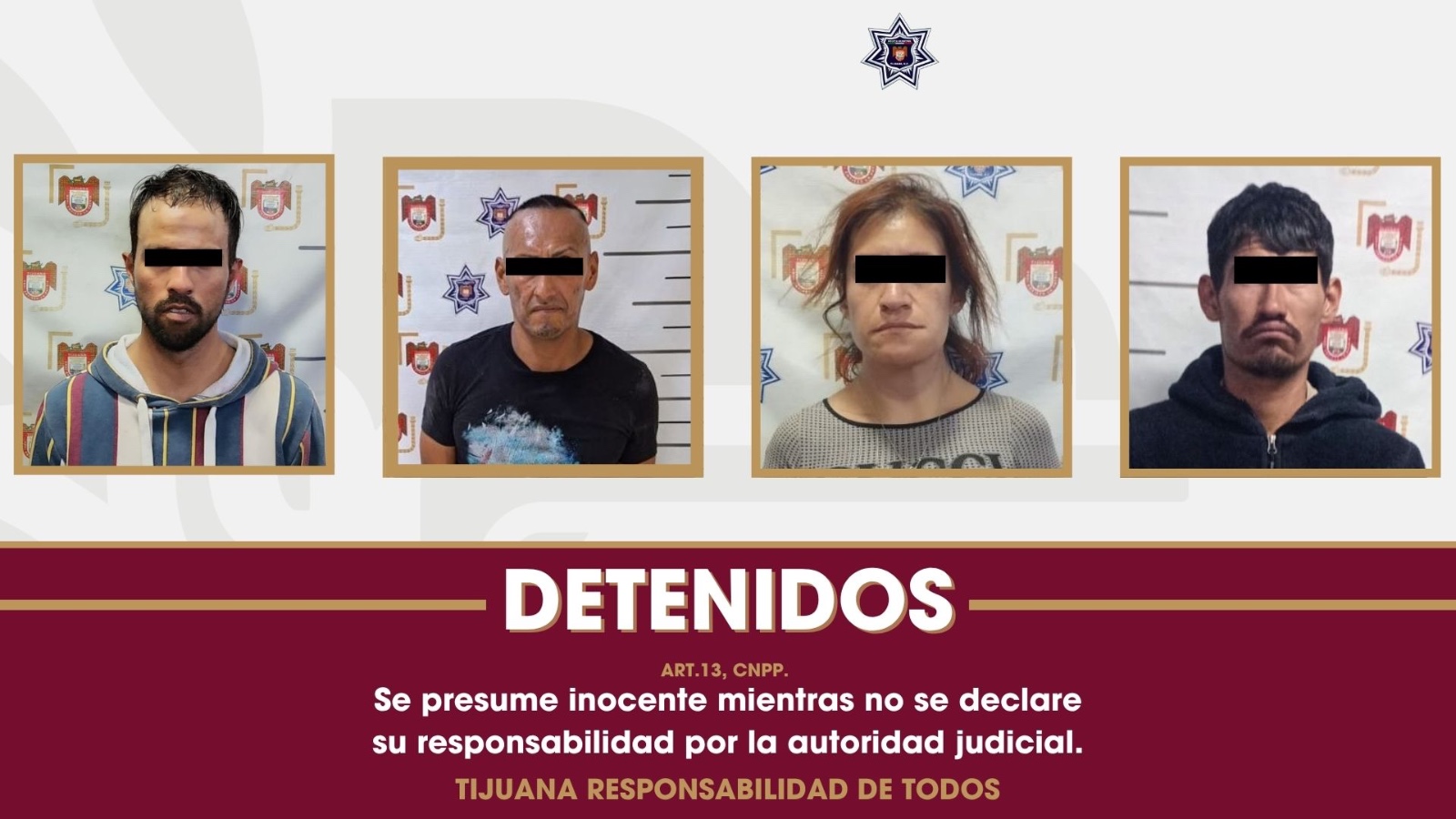 Decomisa Policía Municipal de Tijuana diversas dosis de drogas y detiene a cuatro personas por delitos contra la salud