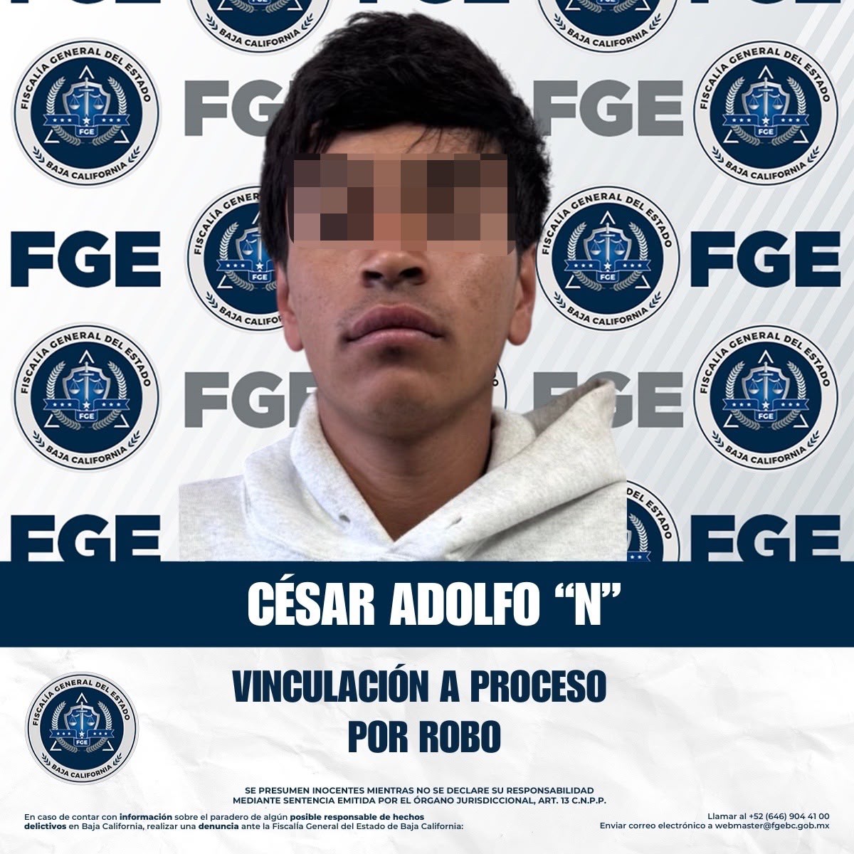 Prisión preventiva contra imputado por robo en Rosarito