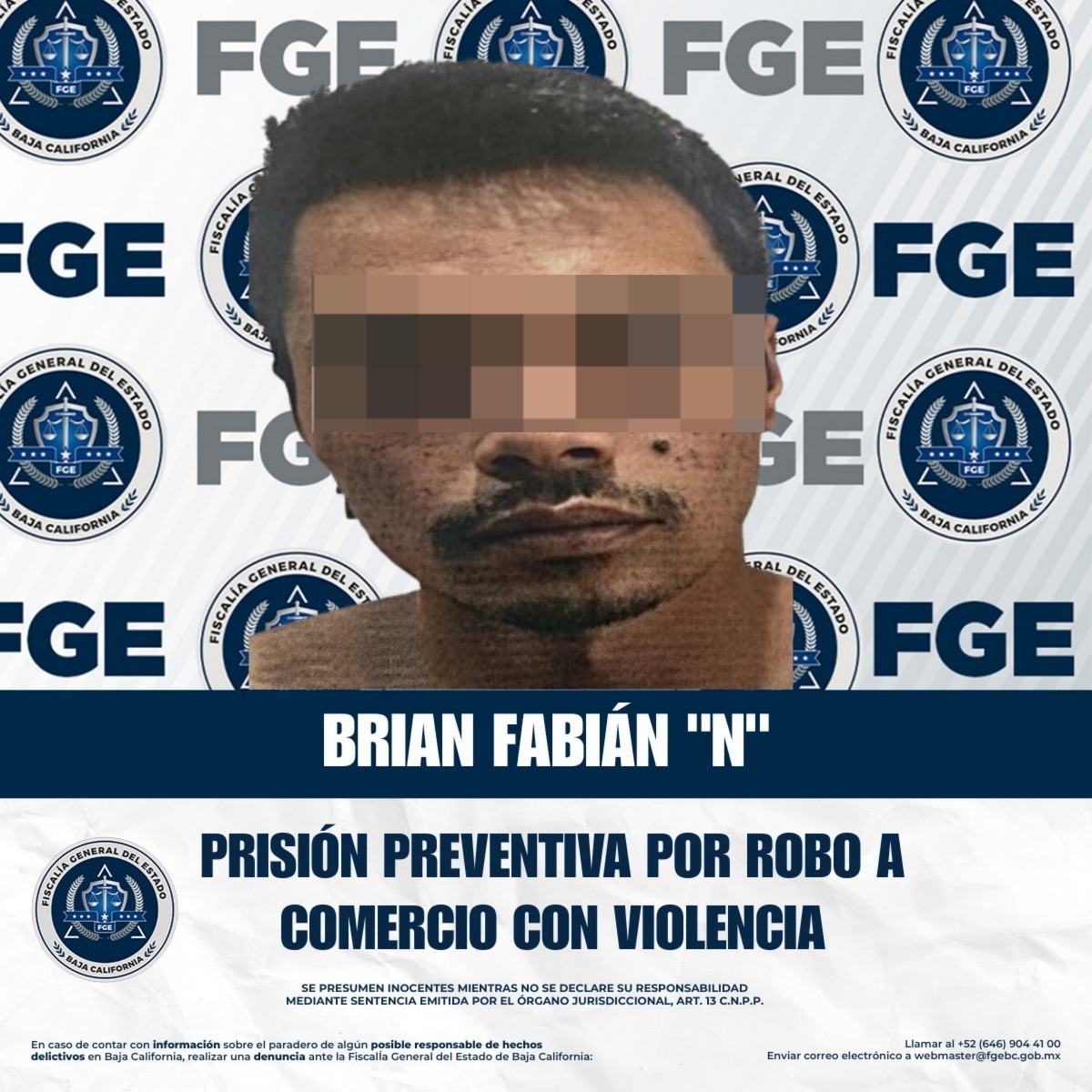 FGE obtiene prisión preventiva justificada para acusado de robo a comercio con violencia