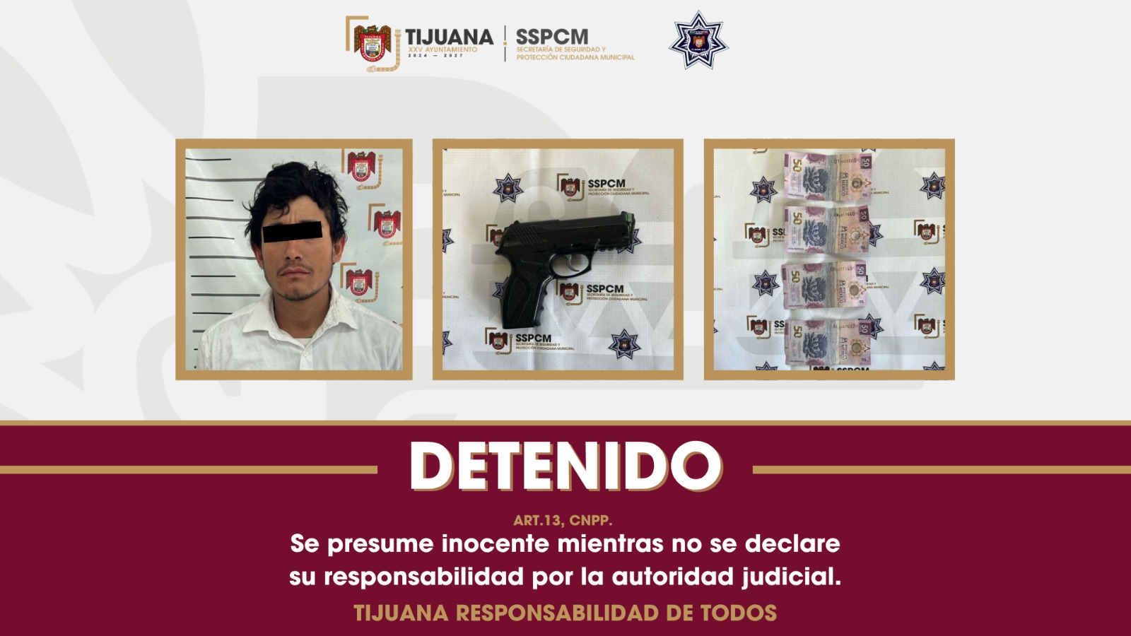 Captura Policía Municipal a presunto responsable de robo con violencia