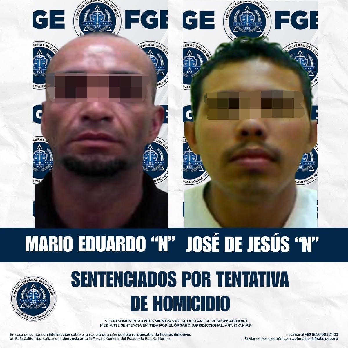 FGE obtiene sentencia condenatoria de 25 años de prisión contra dos responsables de homicidio calificado en grado de tentativa