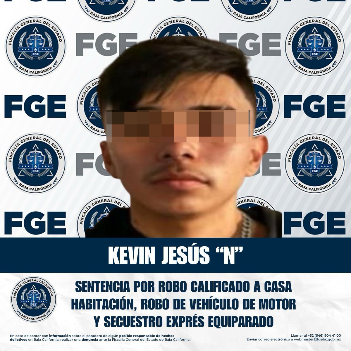 Obtiene fge sentencia de 26 años de prisión contra responsable de robo violento a casa habitación y secuestro exprés