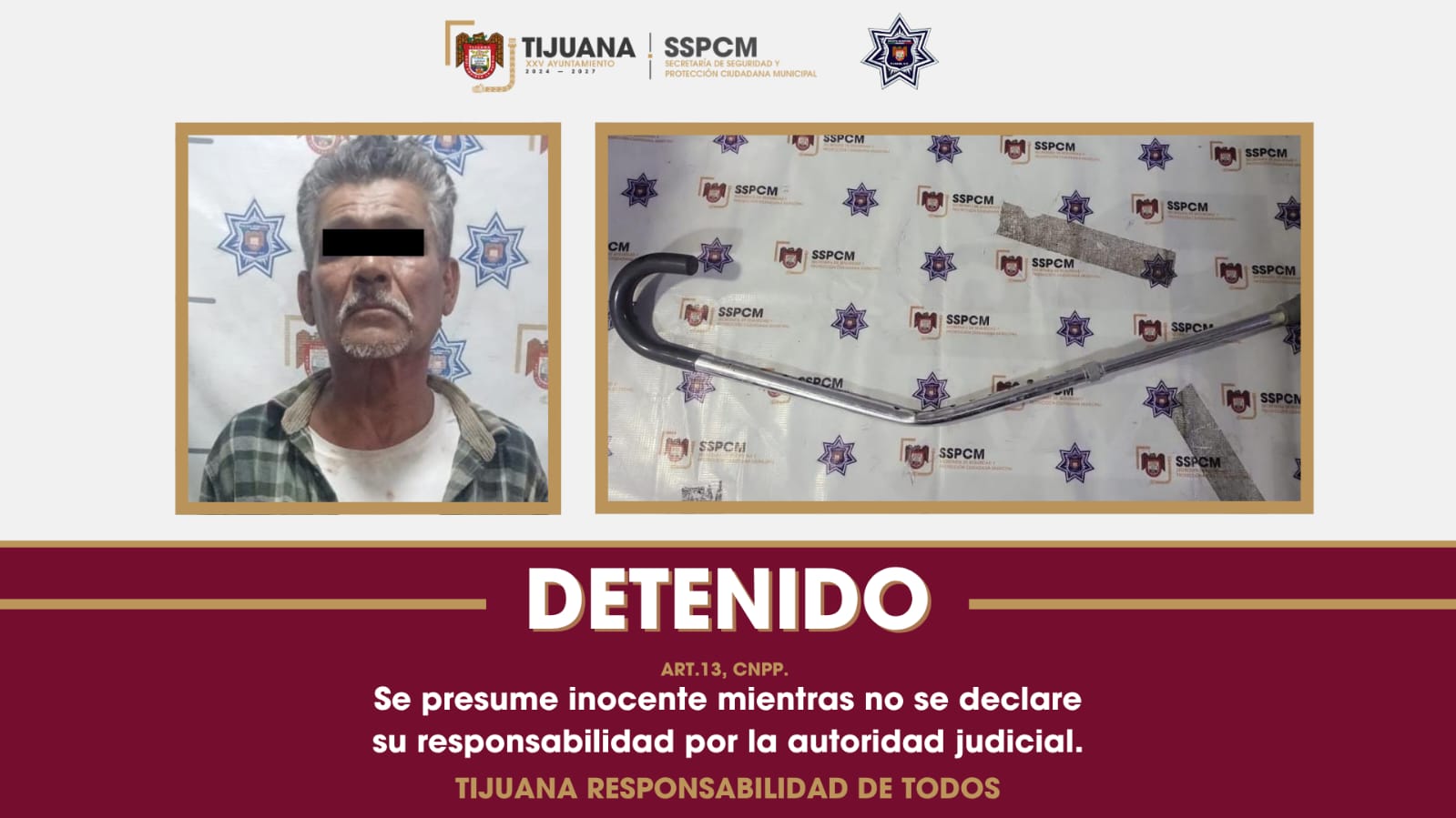 Arrestan elementos de la SSPCM a hombre de la tercera edad por presuntas lesiones tras riña en la vía pública