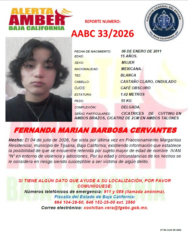 ALERTA AMBER BAJA CALIFORNIA