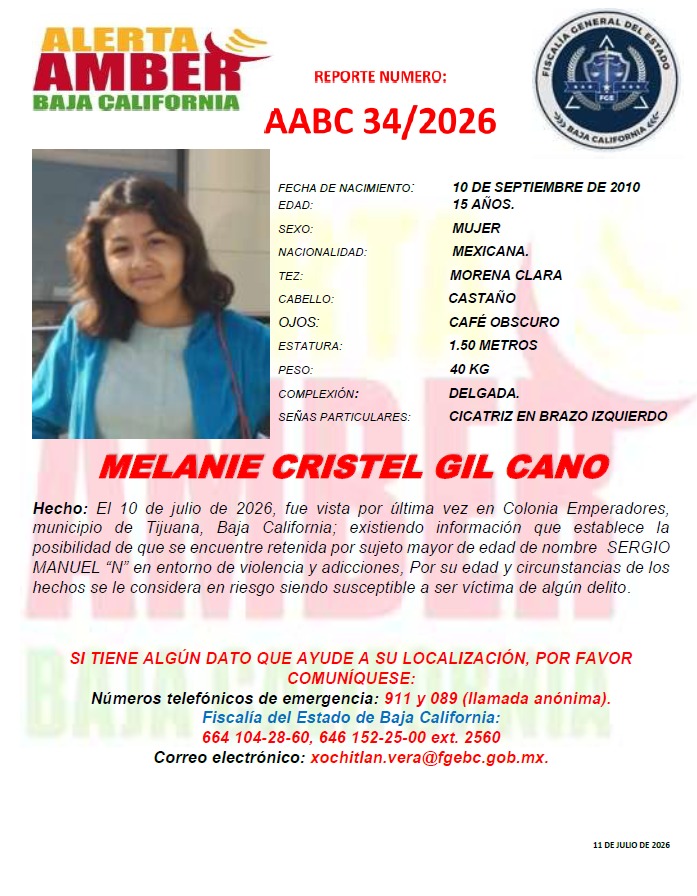 ALERTA AMBER BAJA CALIFORNIA