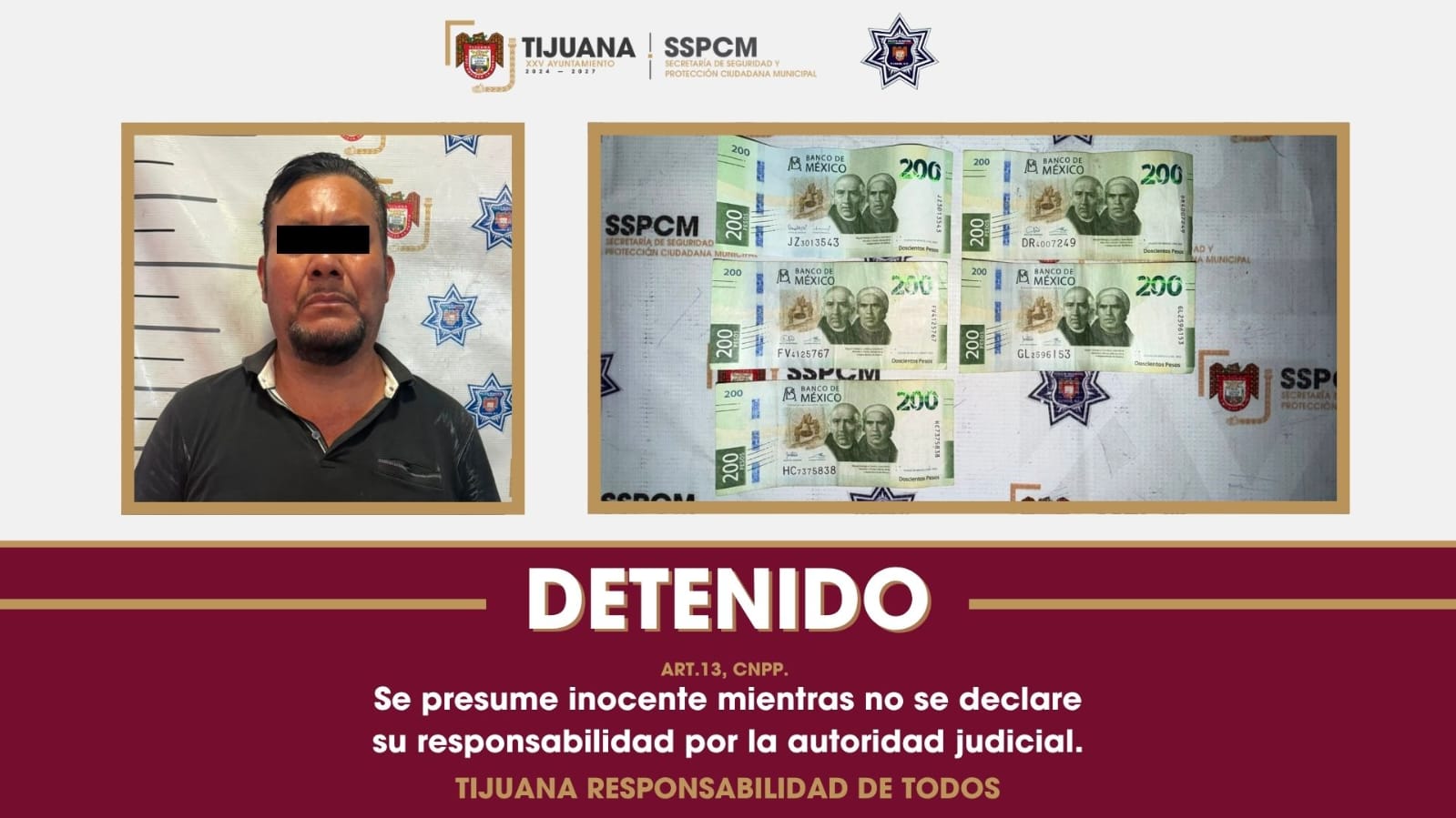 Detiene Policía Municipal a conductor por presunto cohecho tras ofrecer dinero a un oficial de Tránsito