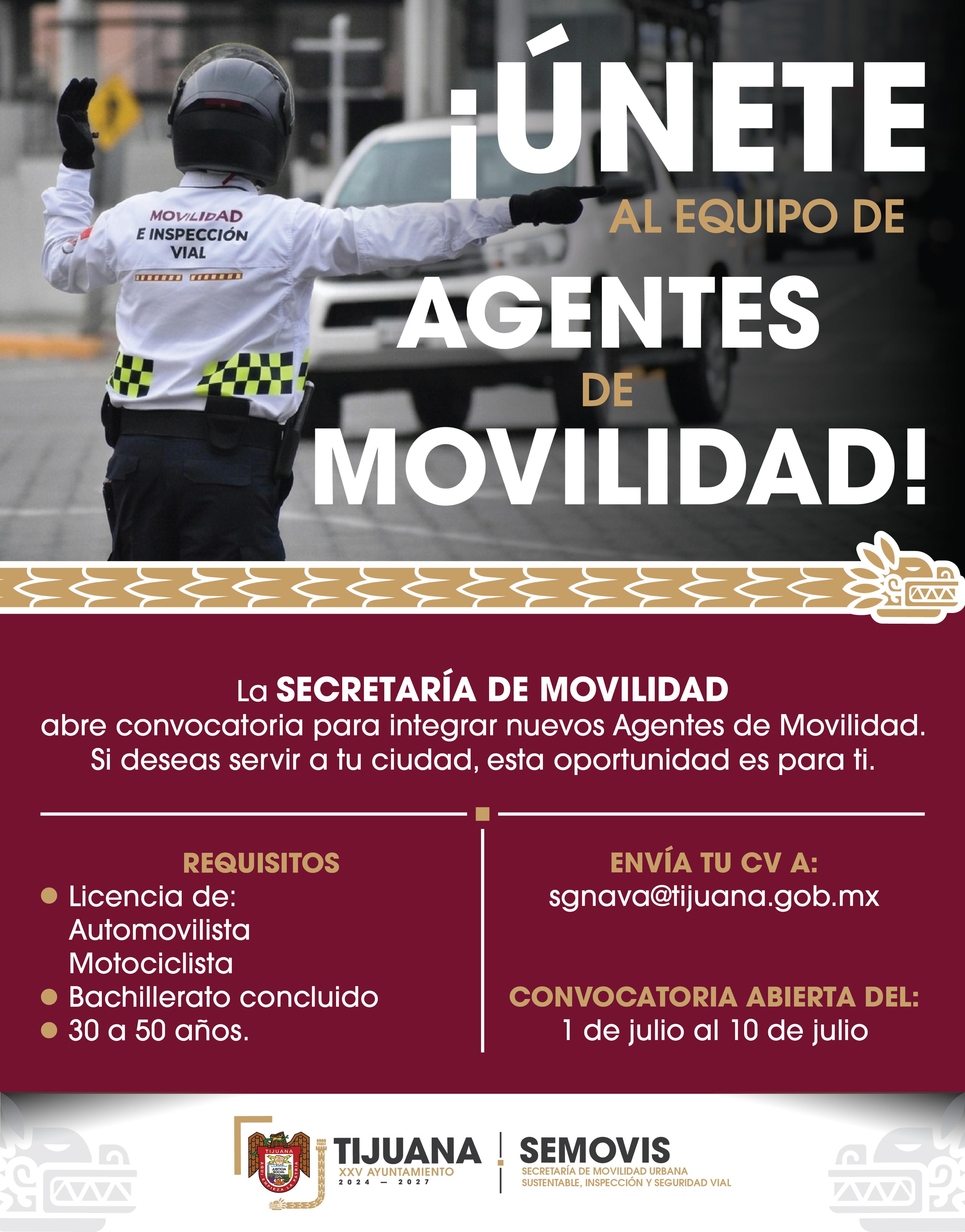 Convoca Gobierno Municipal a las y los tijuanenses a formar parte del cuerpo de Agentes de Movilidad