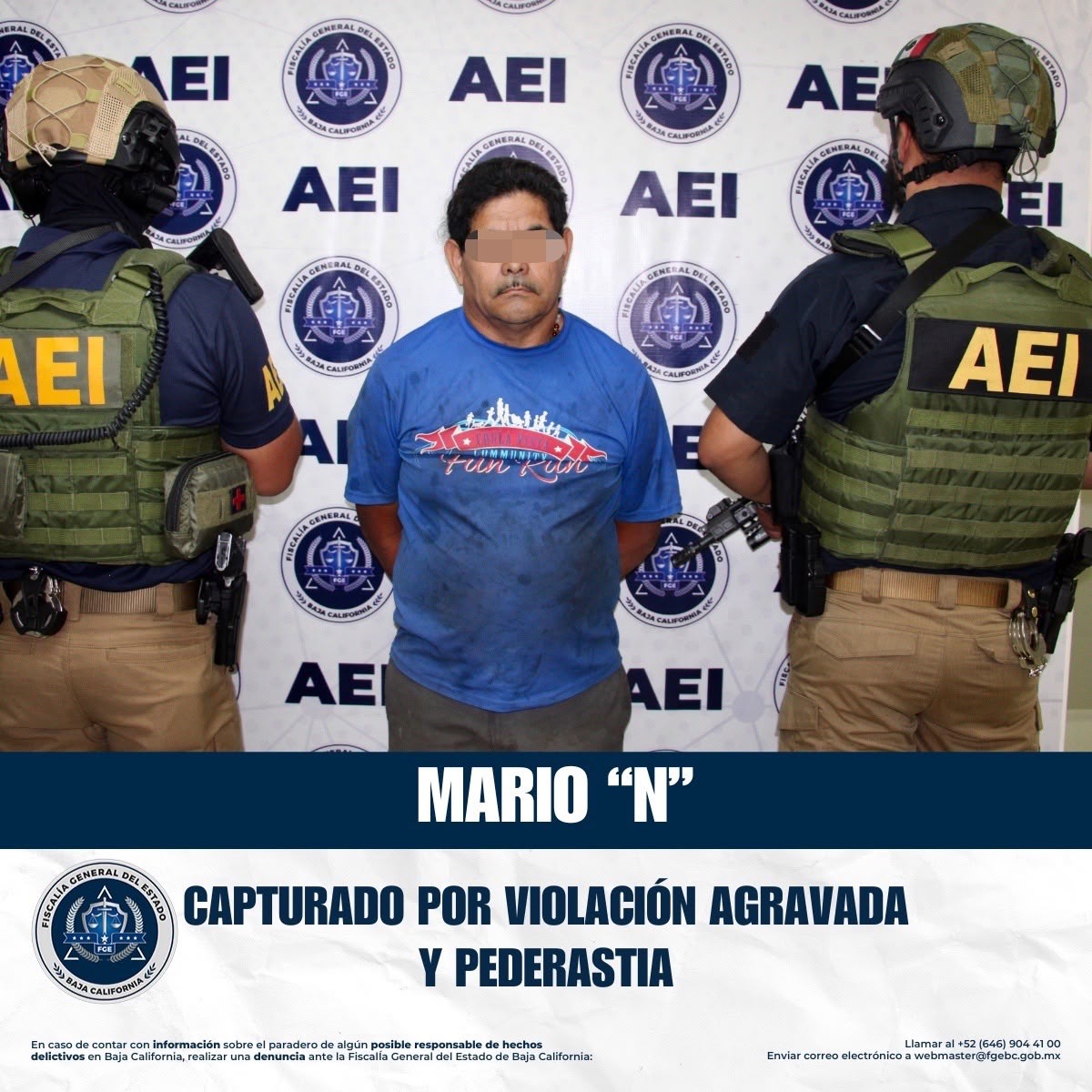 Capturan a hombre con orden de aprehensión por violación agravada y pederastia