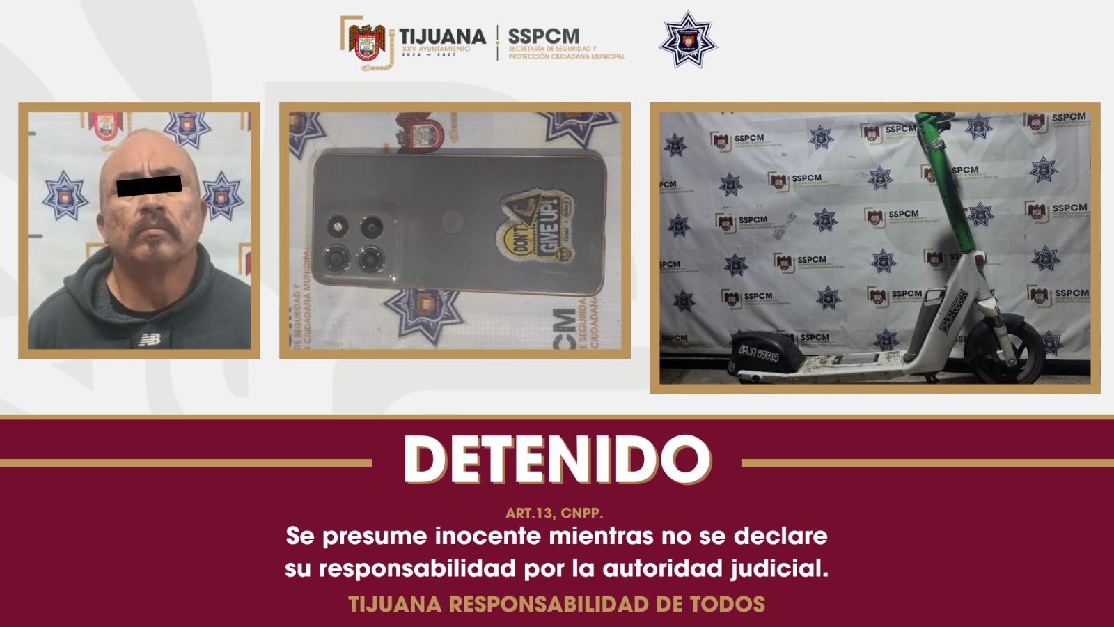 Asegura SSPCM a un hombre por presunto robo con violencia y lesiones en la colonia Arboledas