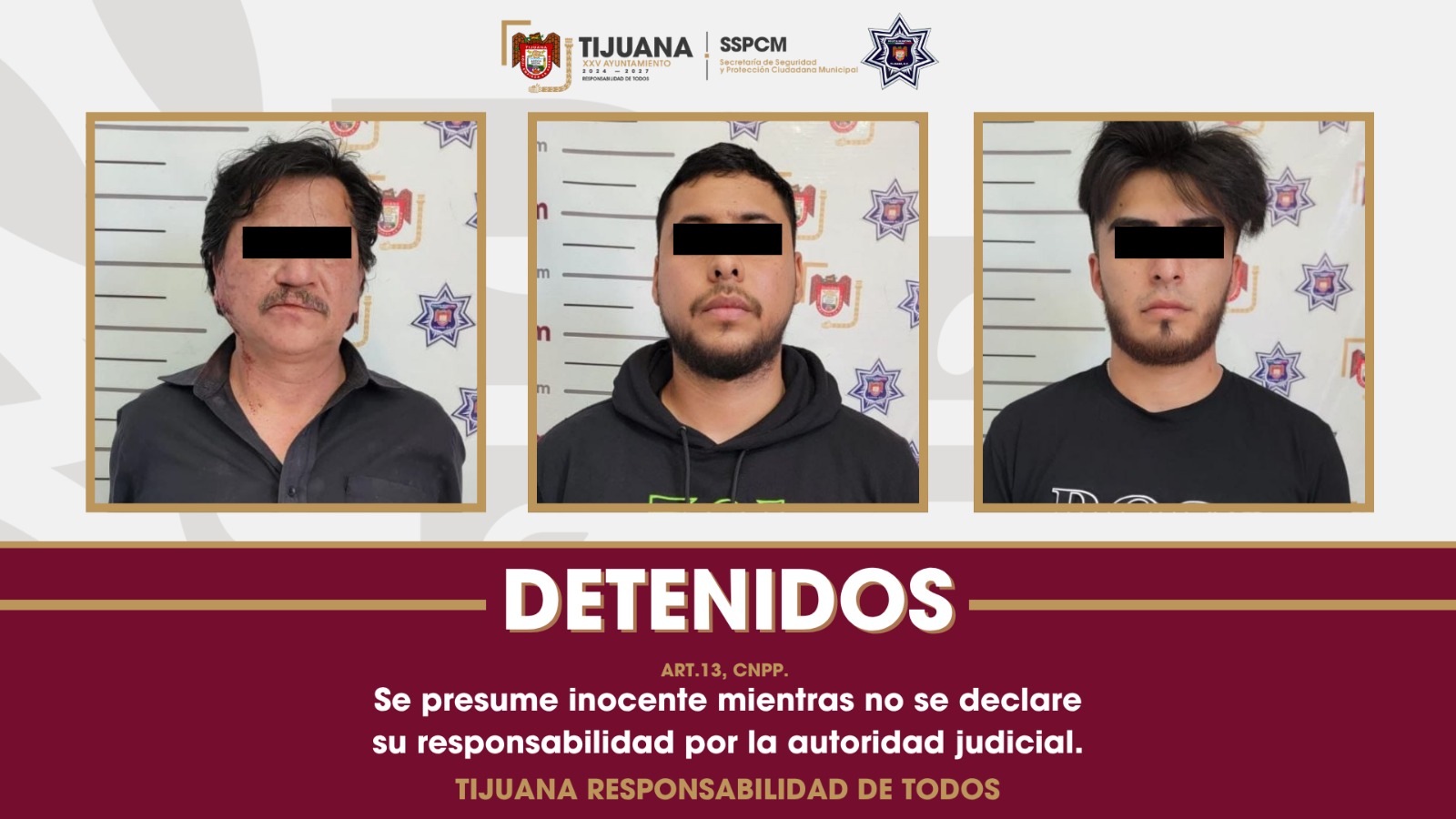 Detienen agentes de la Policía Municipal a presunto agresor sexual y a dos hombres por su probable participación en el delito de lesiones