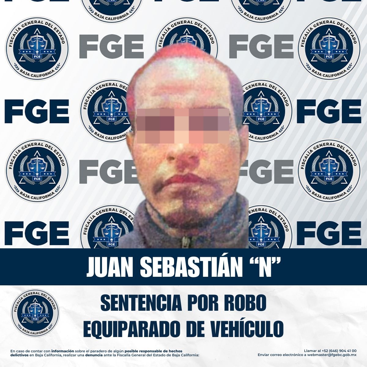 Obtiene fge sentencia condenatoria contra responsable de robo equiparado de vehículo de motor